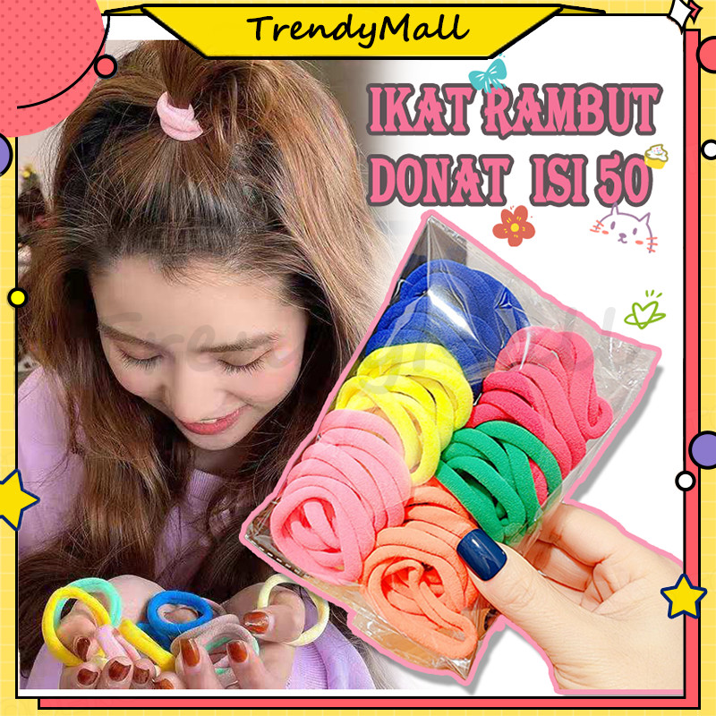 50pcs ikat rambut donat towel ring/ kuncir rambut donat besar/Ikat Rambut Donat Karet Rambut Wanita 