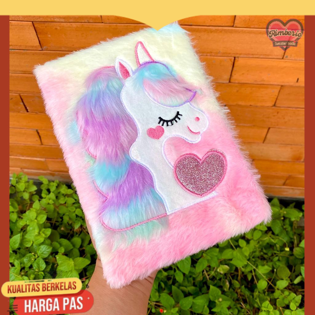 

Notebook Bulu Diary Unicorn Bulu Fur Squishy Buku Tulis Anak Kuda Pony