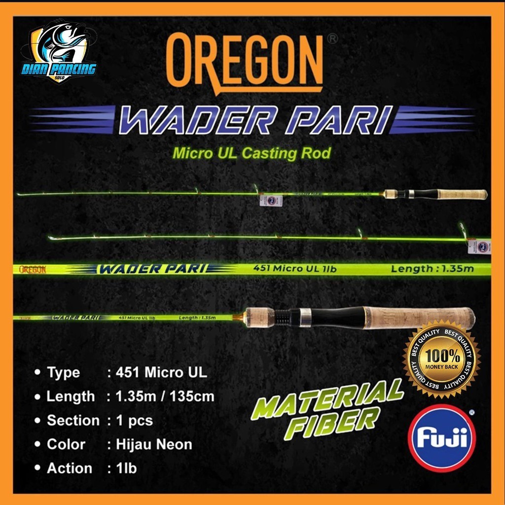 Joran Oregon Wader pari one piace Joran Pancing Lentur 135 Micro UL