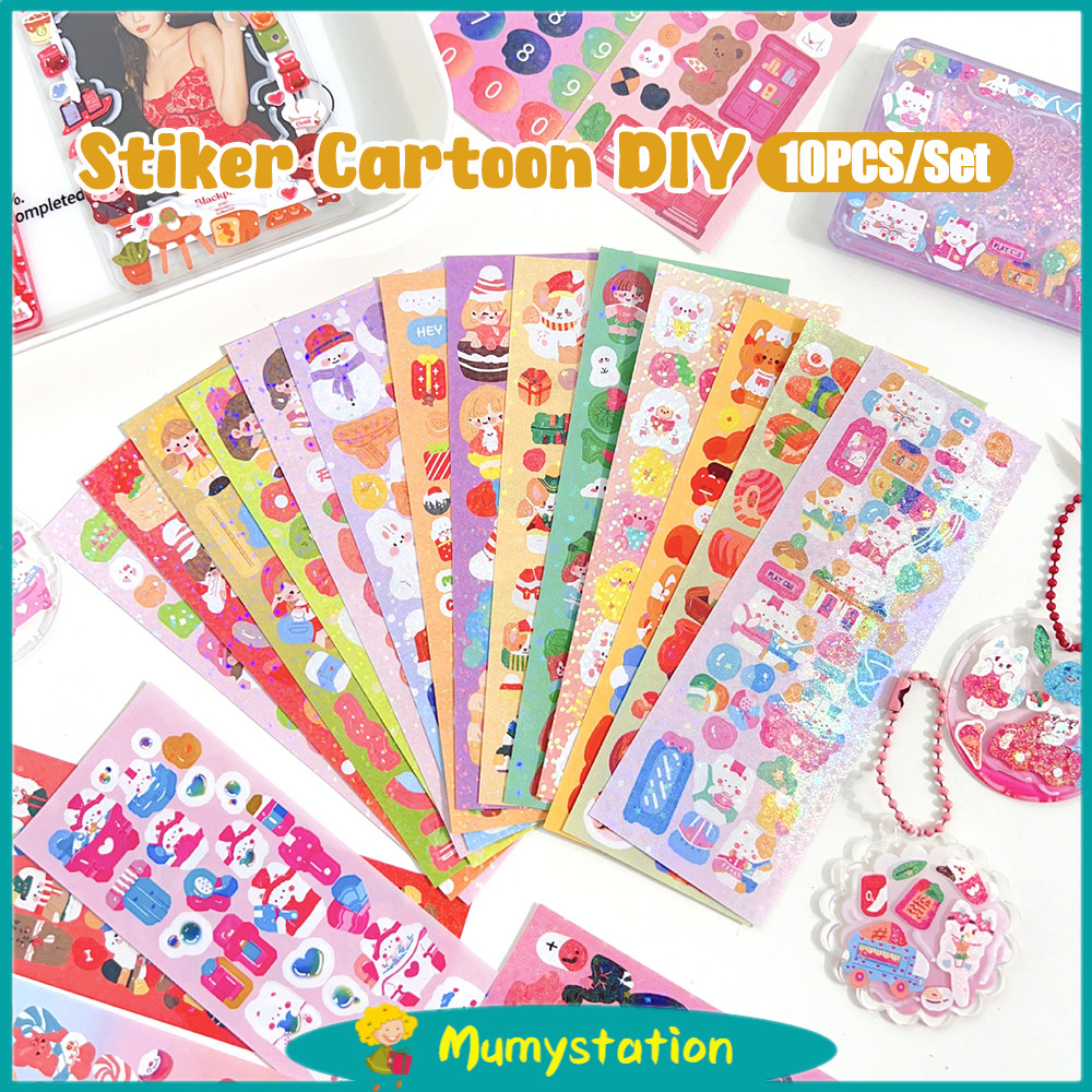 

Mumystation 10pcs diy diary sticker guka jurnal stikers kartun lucu