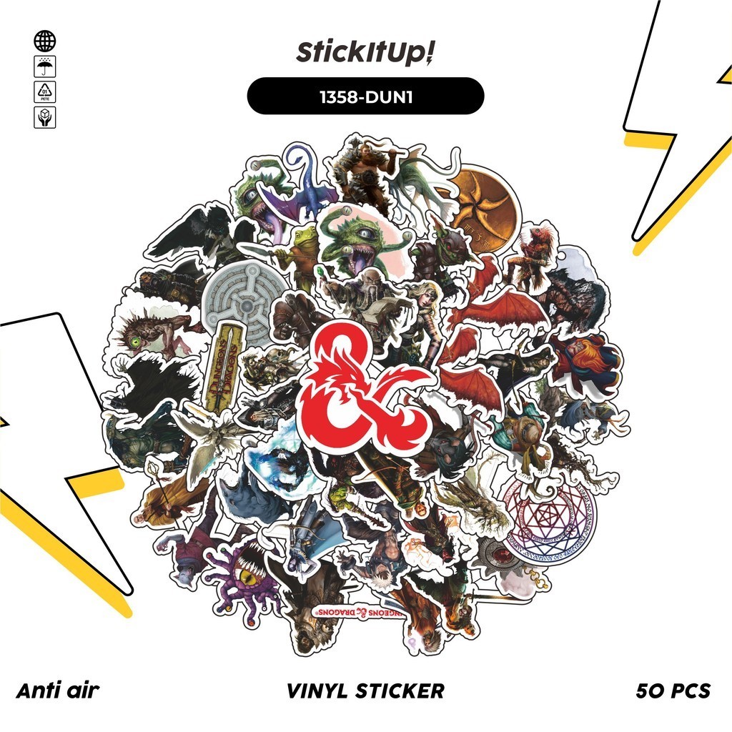 

COD✨ 100 Pcs Stiker Pack Dungeon And Dragons Seri 1 Lucu Aesthetic Vynil Waterproof untuk Freebies Sticker Buku Journal Casing HP Laptop