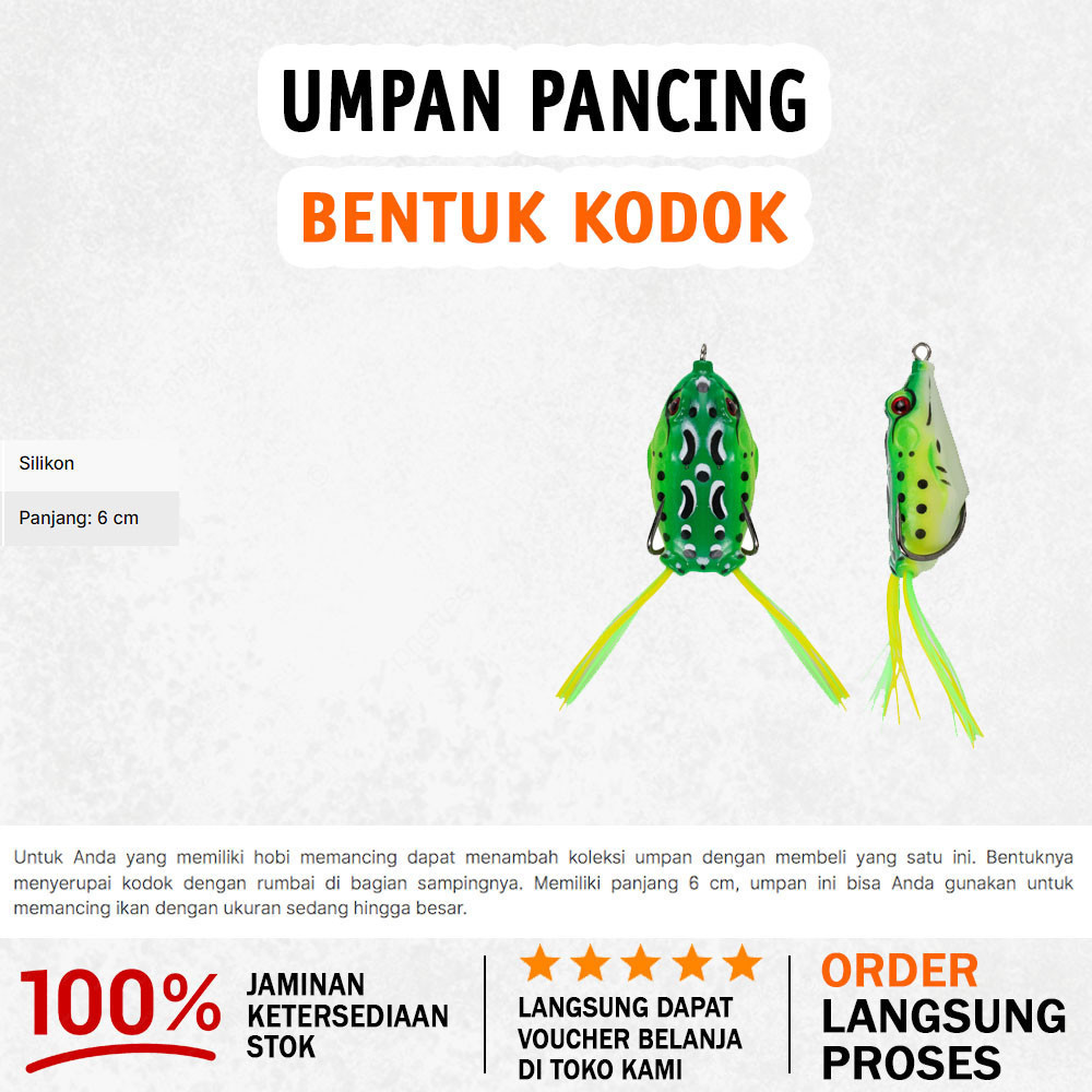 Umpan Pancing Kodok Ekor Slicone Lembut Unik dengan 2 Kail 6cm
