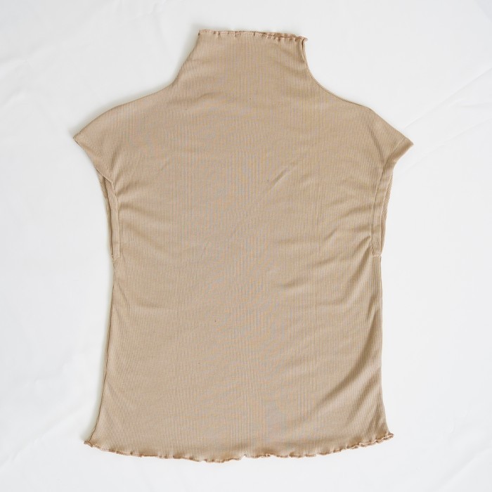 TOKOSANIA Manset Baju Inner Rajut Knit Turtleneck Tanpa Lengan Pendek Jumbo - Cream, Big Size