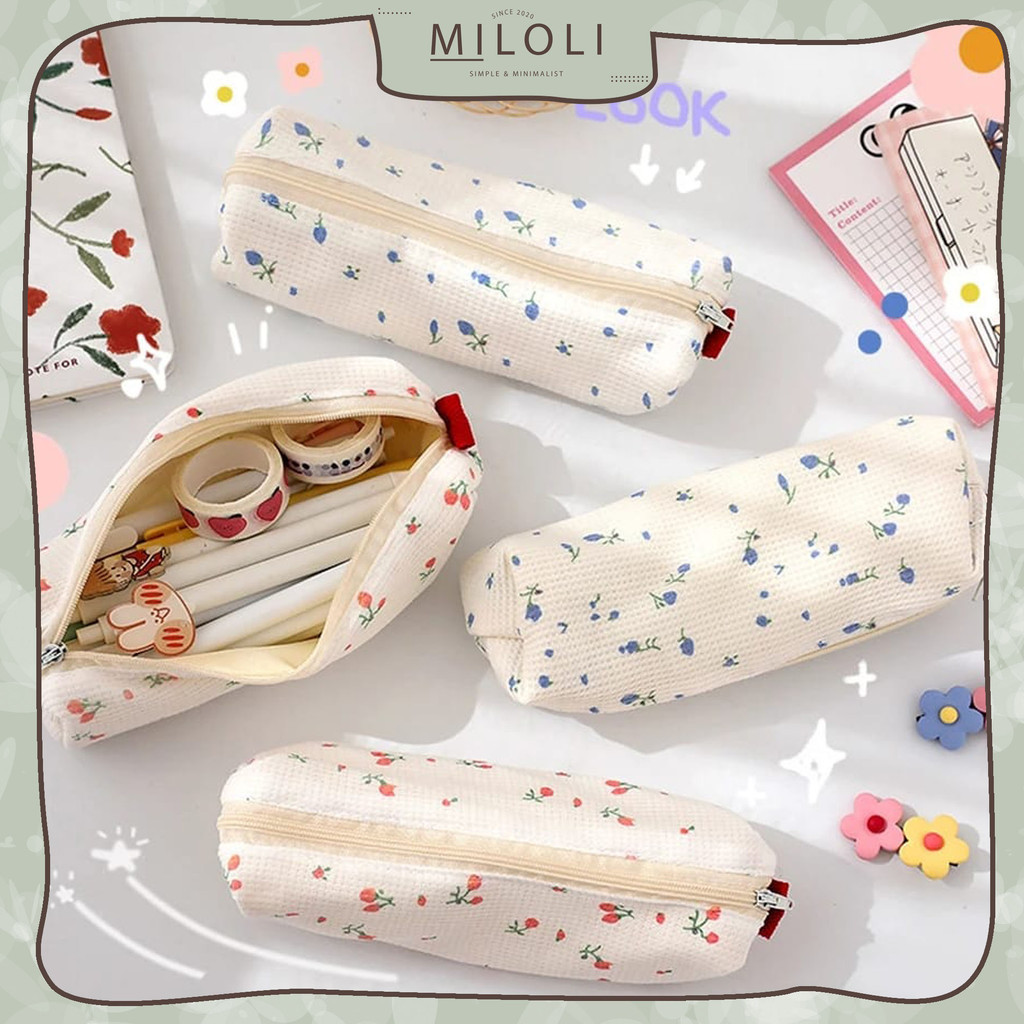 

[MILOLI] Kotak Pensil CUTE SMALL FLOWER Pencil Case Floral Minimalis Aesthetic Soft Korean Style Stationery - F0276