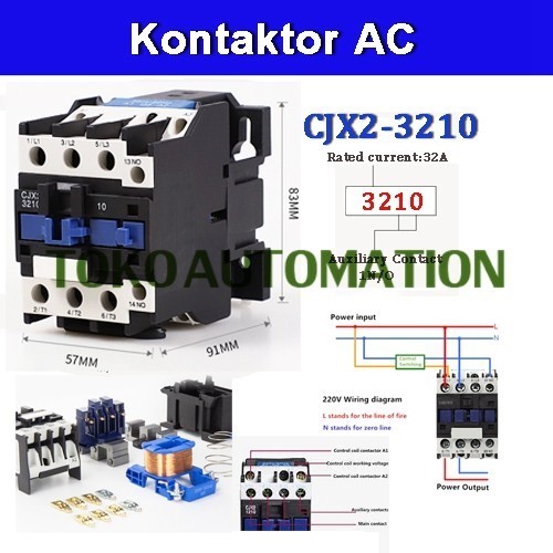 DC99 CJX2-3210 CJX2 3210 220V AC 32A 1NO Contactor Motor Starter Relay SD59