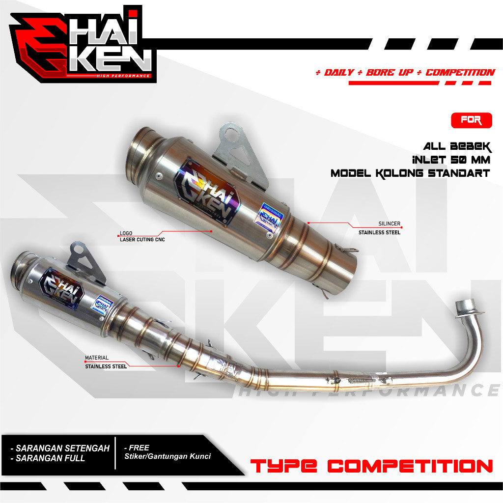 Haiken fullsystem model jogja style kph, 5tp jupiter vega supra supra x 125 smash blade revo dll