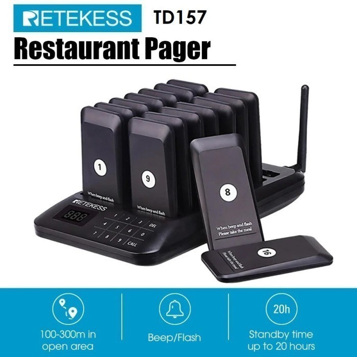 RETEKESS TD157 - 16 in 1 Wireless Calling Pager Paging System