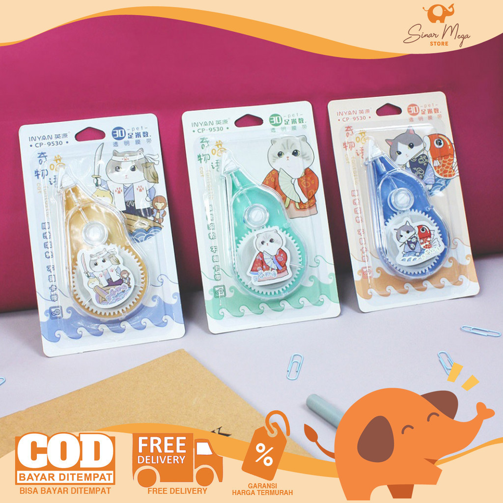

Inyan Pita Koreksi Fantastic Cat CP-9530 Mini Correction Tape Tip-Ex Kertas Murah