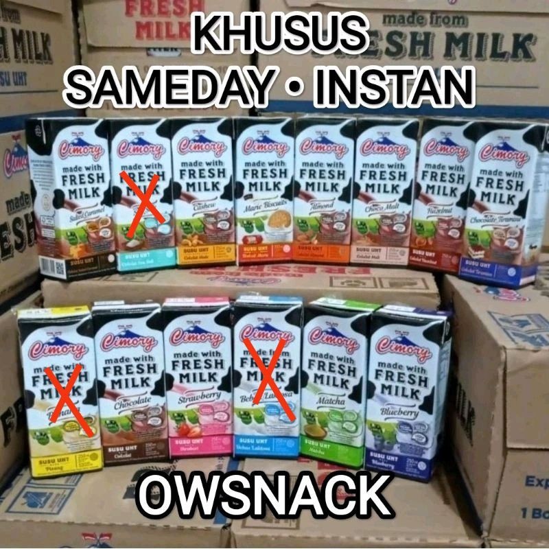 

1 DUS SUSU CIMORY UHT FRESH MILK 250ml / 250 ml 1 KARTON SAMEDAY INSTANT TIRAMISU SALTED CARAMEL