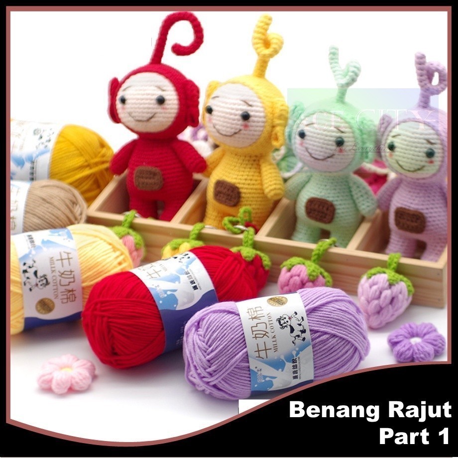 Benang Rajut Katun Quality Impor Big Ply / 5ply Milk Cotton yarn crochet yarn ( Bagian 1 )