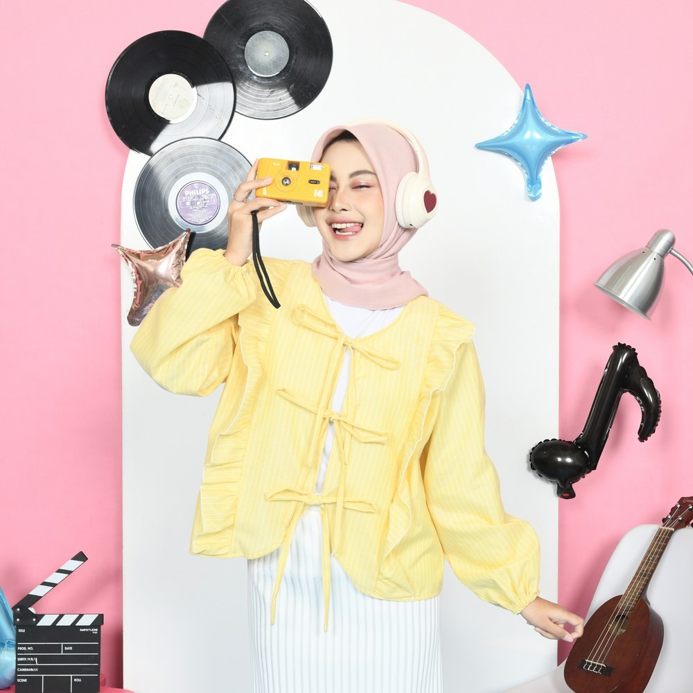 RH - RRD CARDIGAN RUFFLE  PITA WANITA WINA / YAYA OUTER TALI PITA / BAJU WANITA TERBARU / OUTER TALI