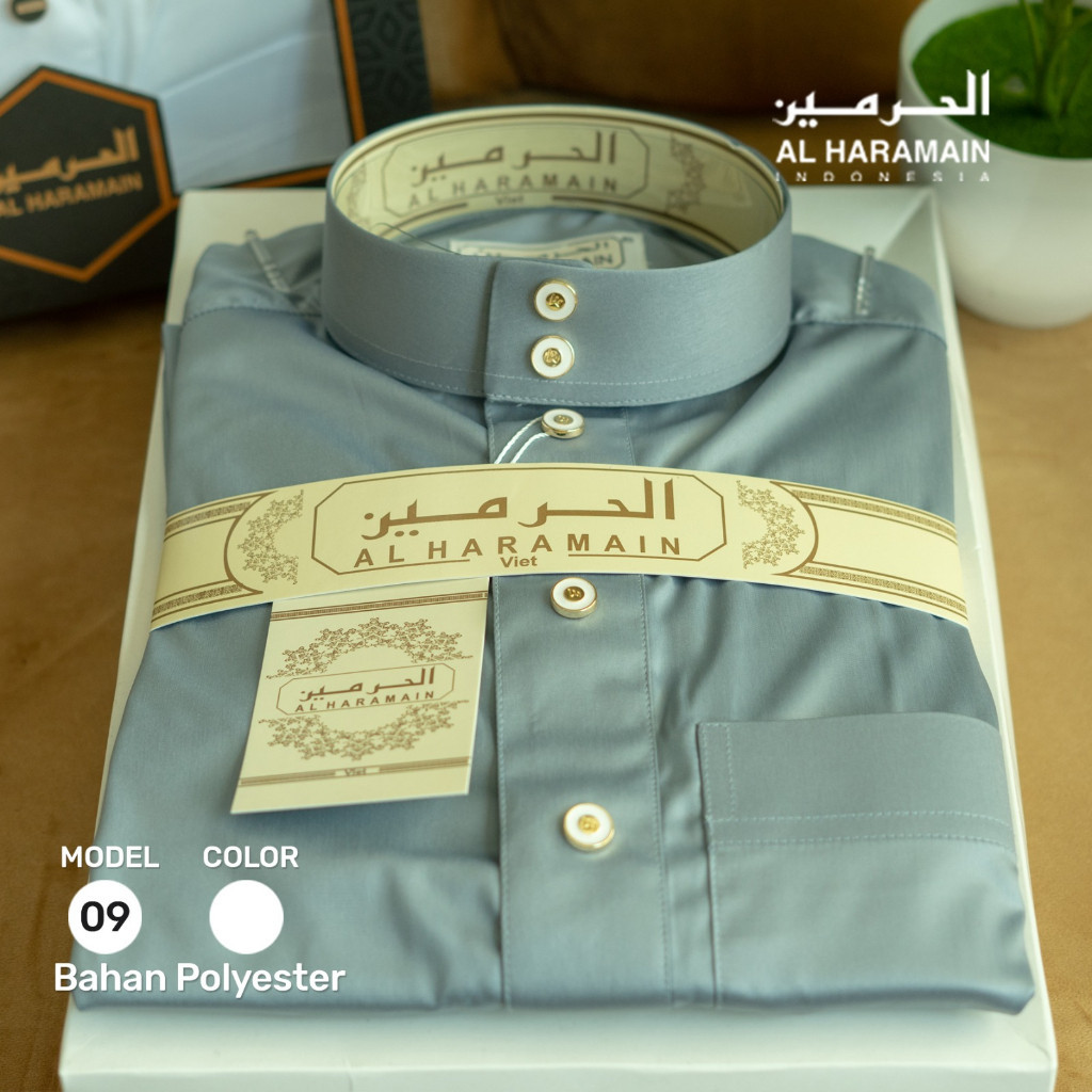 (TANPA BOX) AL Haramain Jubah / Gamis Pria Dewasa Premium (09) Kancing K | Biru Telur Asin | Silver 