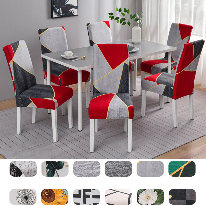 

1PC Geometric Spandex Chair Covers Stretch Dining Room Seat Cover Elastic Chair Protective Case for Restaurant Wedding Banquet