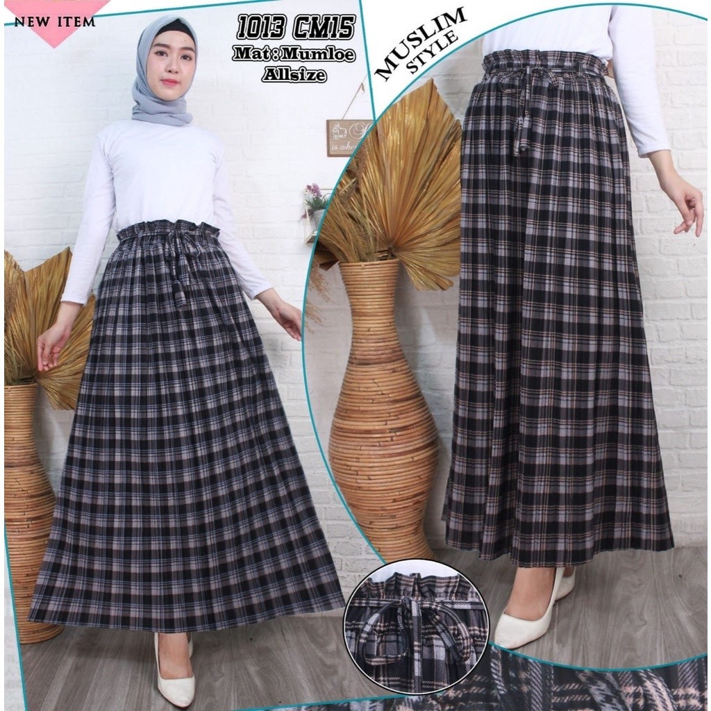 Rok kotak kotak wanita rok kotak kotak korea tartan import celana kotak kotak model payung import pl