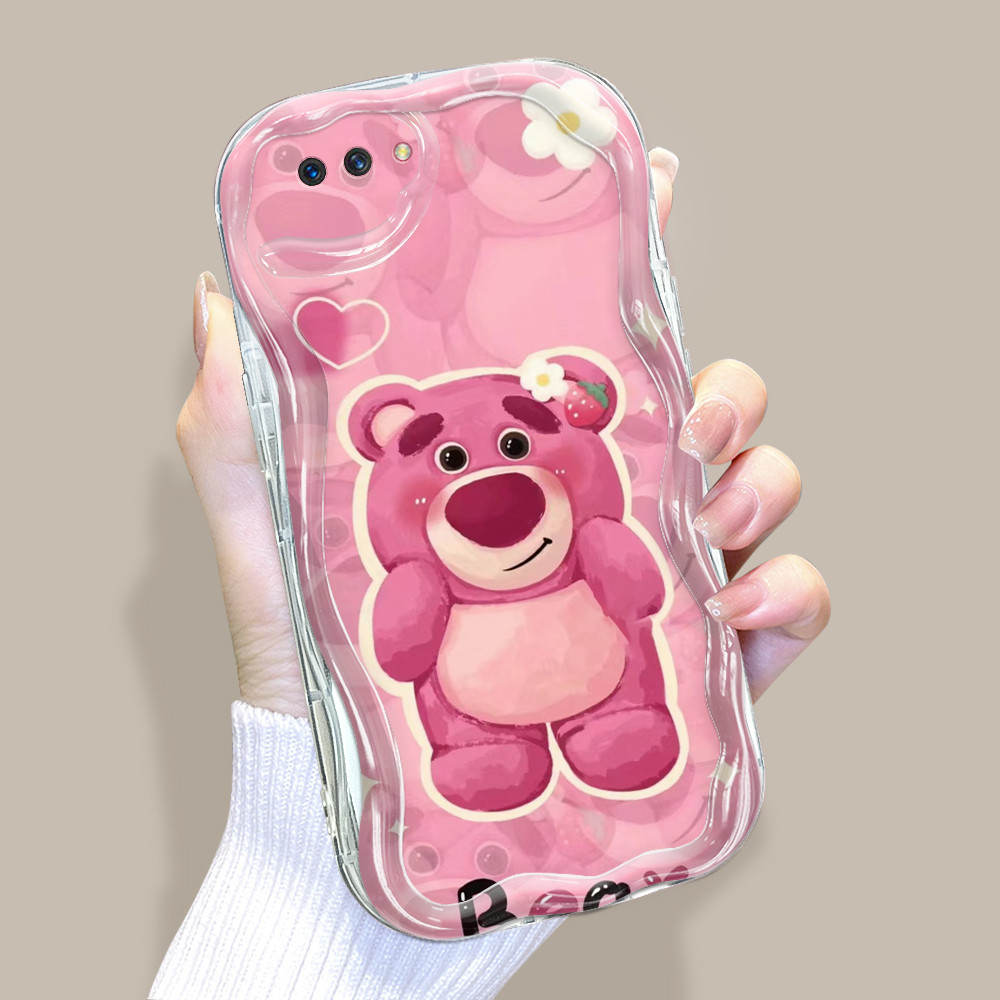 Casing Hp Untuk OPPO A3S A12E Softcase Cute Lotso Doll Cassing Handphone Cream Texture Wavy Edge Sof