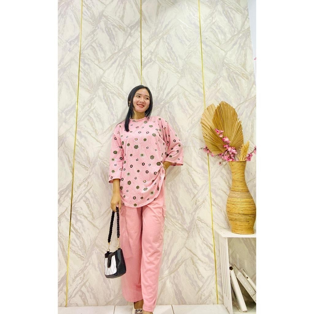 JALLPRONEW - ARRIVAL SETELAN CELANA CARGO WANITA BARBARA / SET CARGO SET FLOWER / SETELAN WANITA OVE