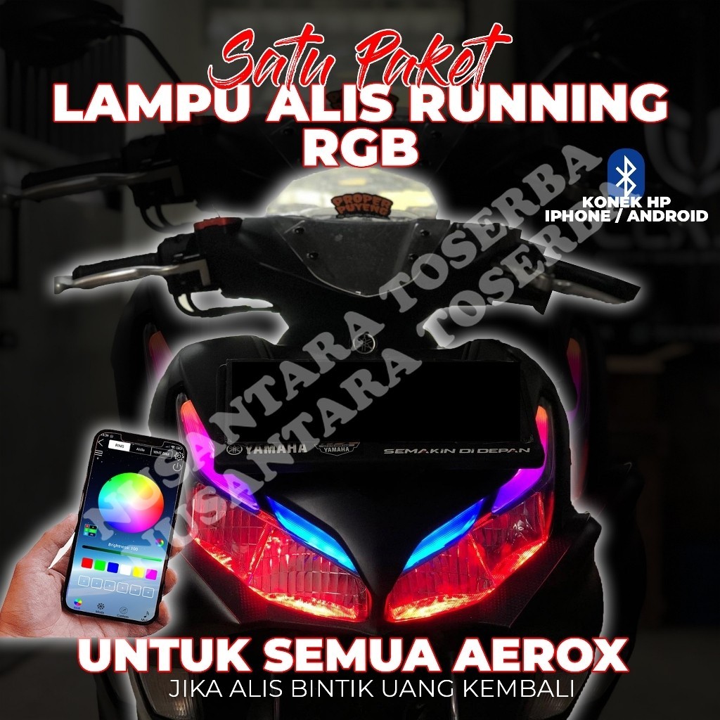 lampu alis running rgb aerox gratis devil eye lampu alis rgb bluetooth tidak berbintik