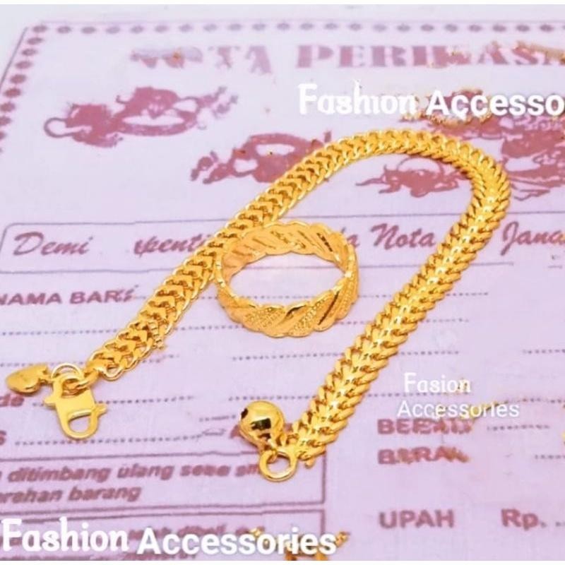 Gelang Tangan Tikar Free Cincin Gelang Tikar Dewasa/Cincin Emas Muda COD