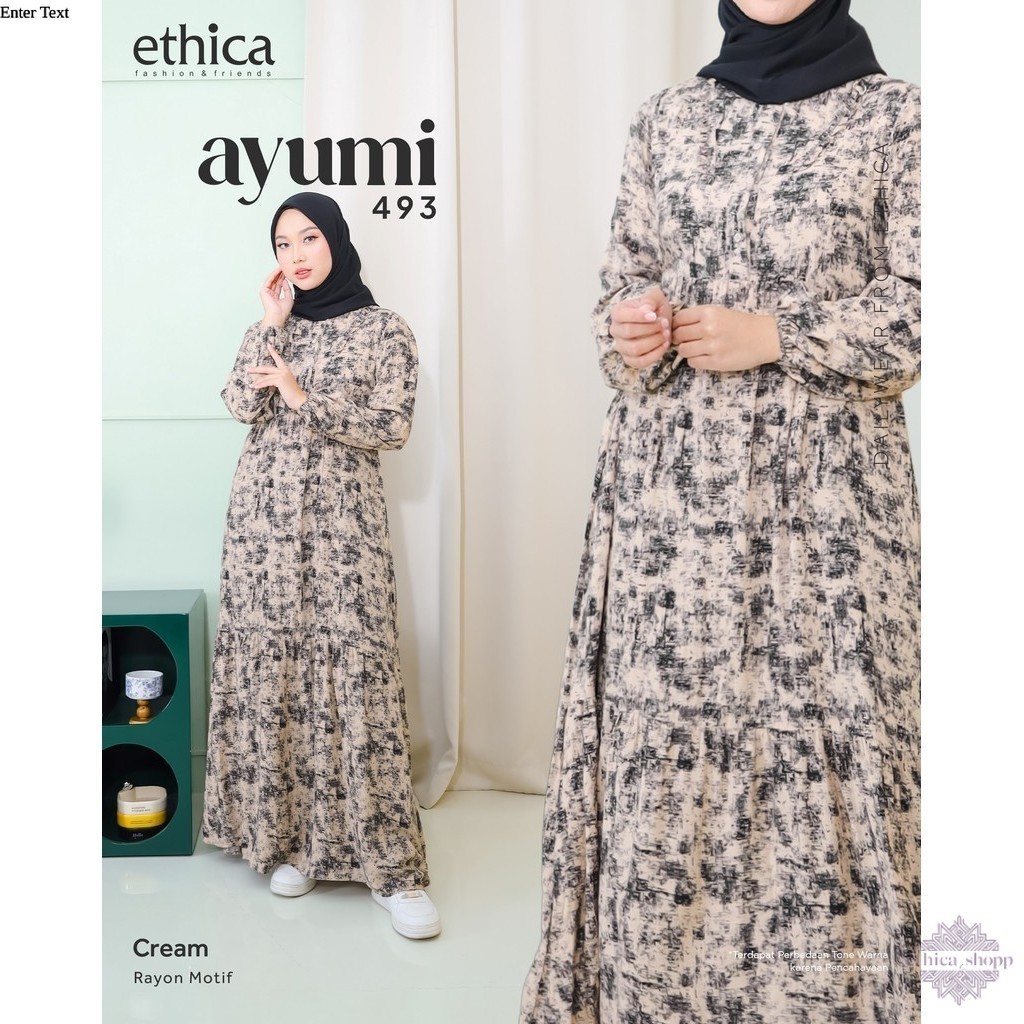 ethica - Ayumi 493 Dress Motif Batik Bahan Rayon Gamis Simpel  by Ethica Original 100%  Gamis wanita