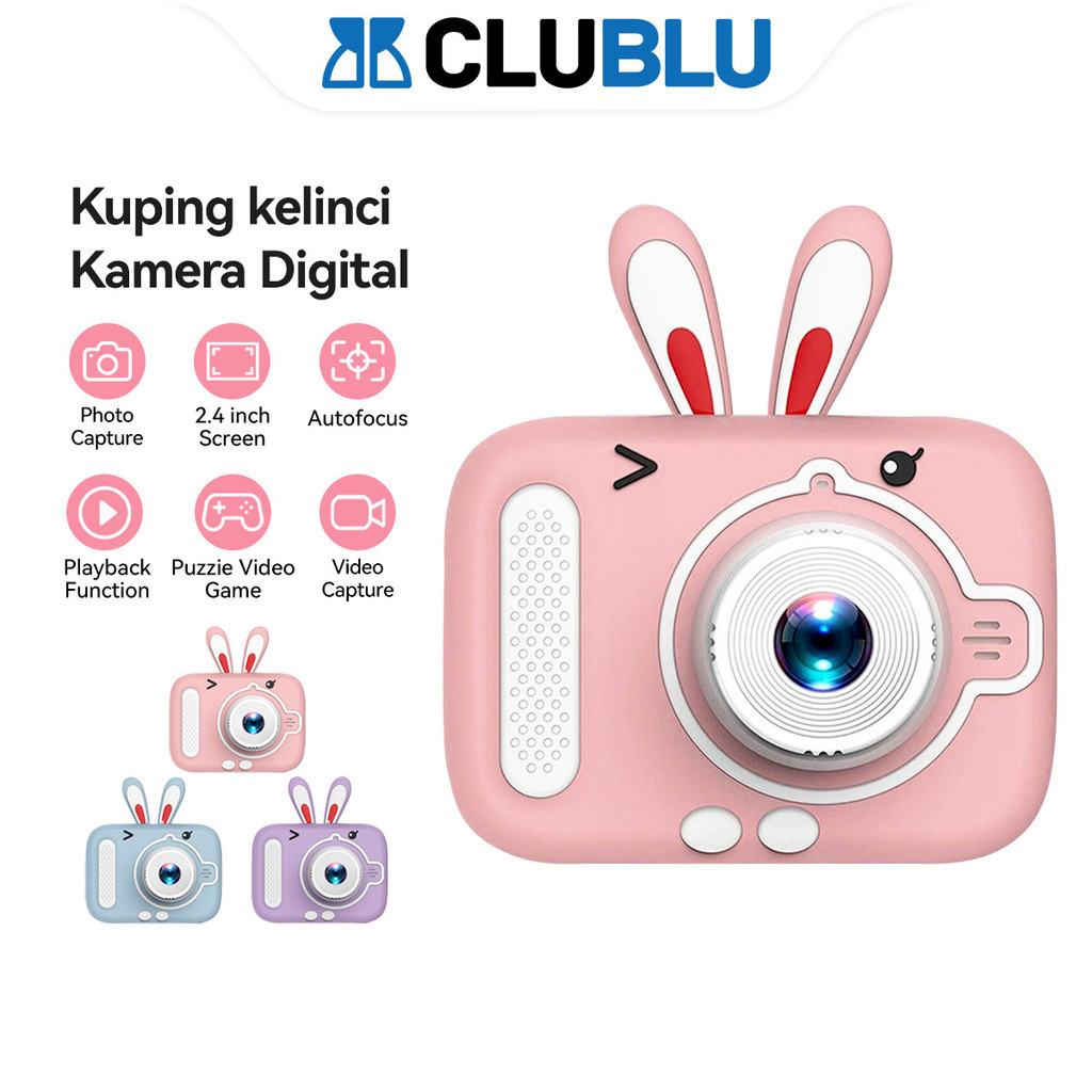 <CLUBLU> Kamera Mini Digital DSLR Anak Lucu Camera Foto 20MP 1920P Full HD Vlog Hadiah Aesthetic