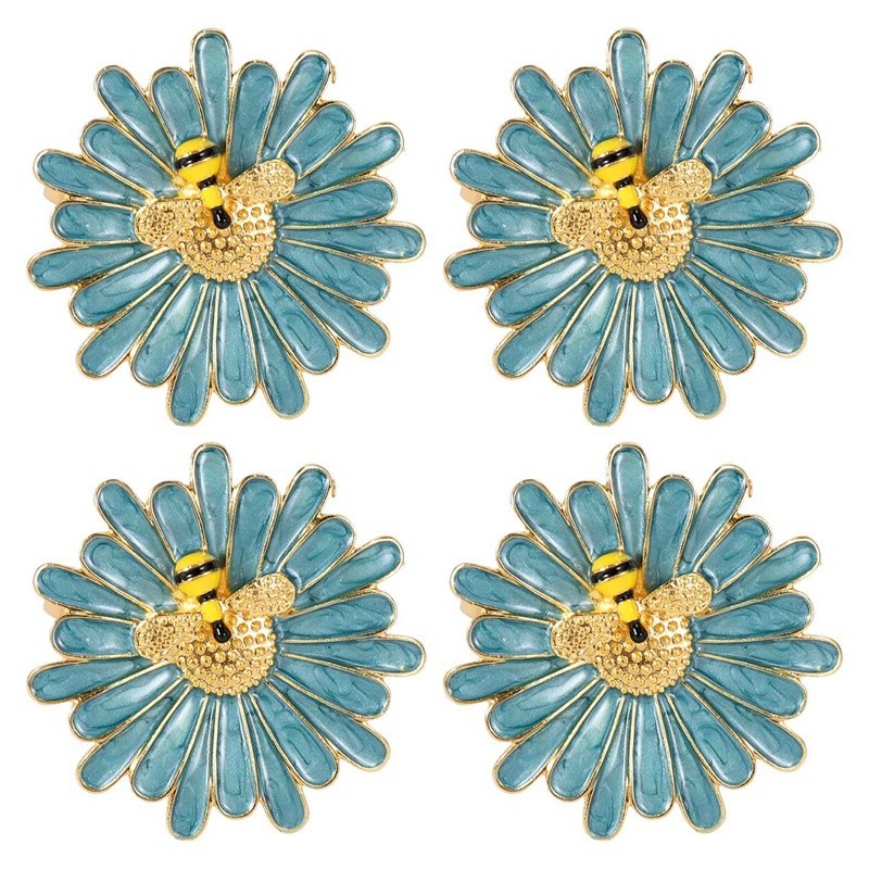 

Napkin Ring 4 Piece Set, Exquisite And Cute Little Bee Napkin Holder Ring Table Decoration