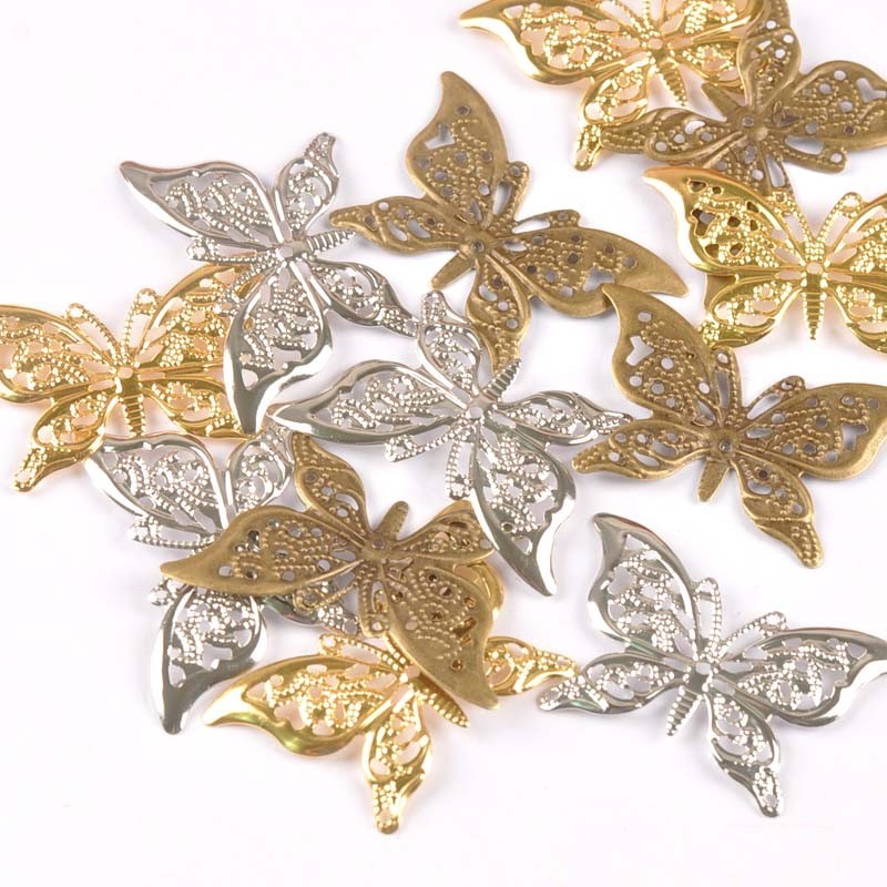 

10Pcs 43x26mm Metal Crafts Butterfly Connectors Filigree Flower Wraps For DIY Scrapbook Home Decor Handmade Findings Yk0772