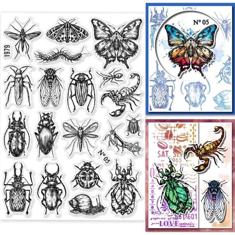 

1pc Insects Clear Stamps for DIY Scrapbooking Butterflies Dragonfly Collection Silicone Stamp Seals Transparent Stamps for Cards