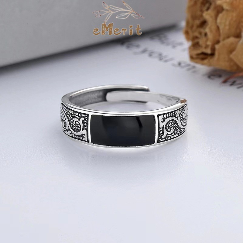 Vintage Dragon Pattern Ring Trendy Ins Personalized Open Ring Fashion Simple Men Ring eMerit