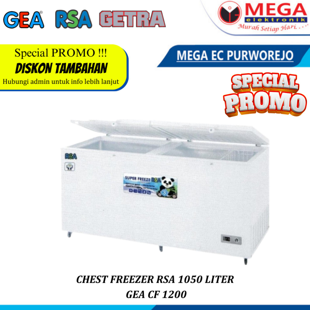 CHEST FREEZER RSA CF 1200 / CF-1200 KAPASITAS 1050 LITER   KOTAK PEMBEKU DAGING BESAR 1.200