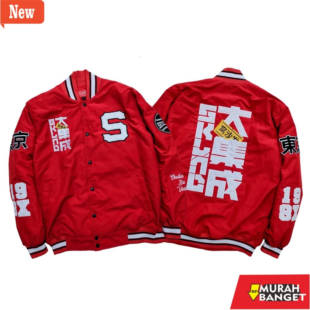 Jaket terbaru yg lagi viral- SKULLEND Jaket Varsity Full Bordir - Jaket Baseball Pria Wanita - Jaket