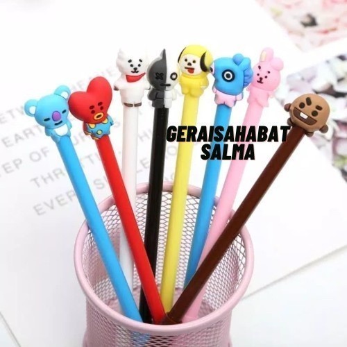 

(PCK) Pulpen Cute Characters Lucu Karakter BT21 Black Ink Gel Pen / Pena Bts / Army Stationary BTS Import/ pulpen karakter lucu