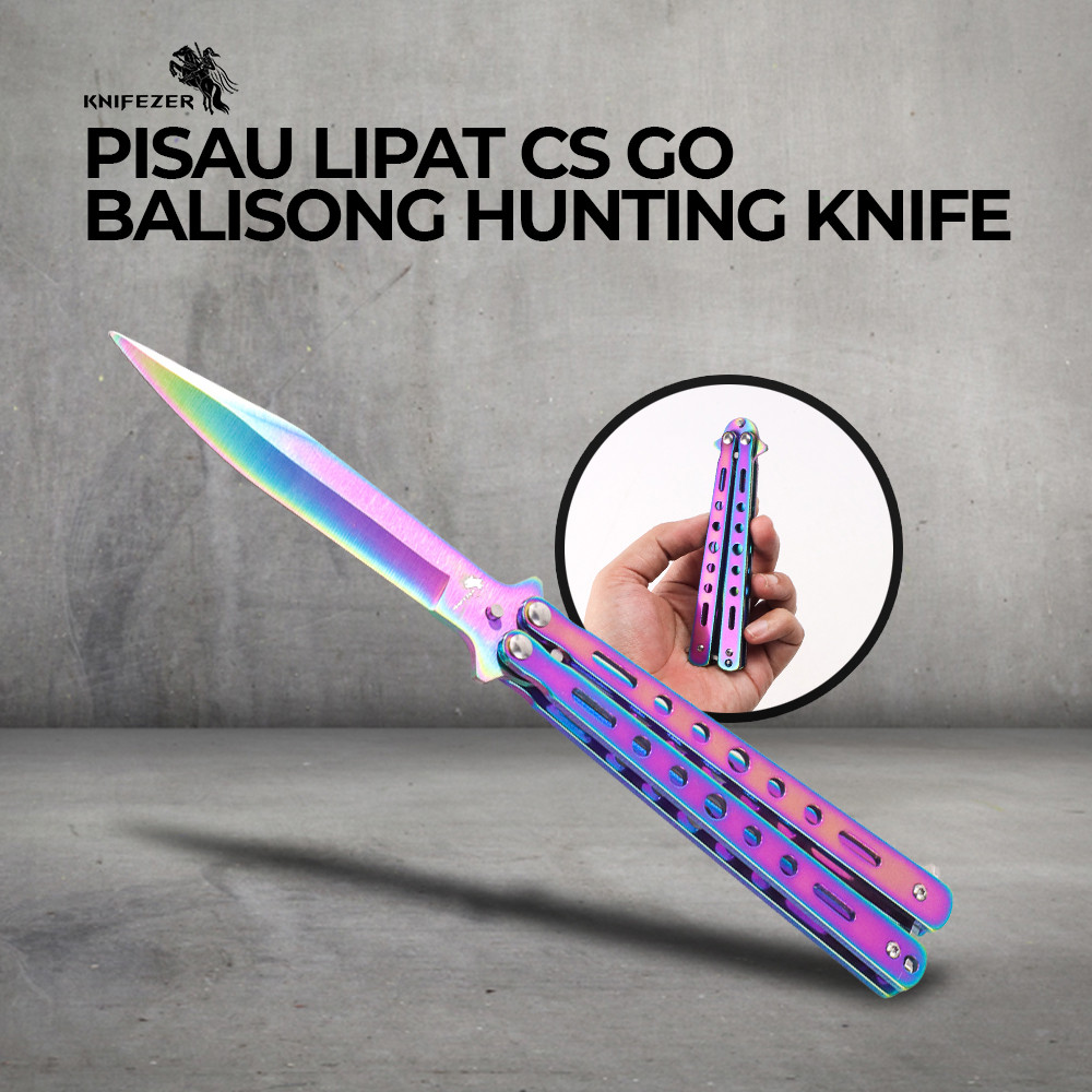 KNIFEZER Pisau Lipat CS Go Balisong Folding Knife Stainless Steel - C3