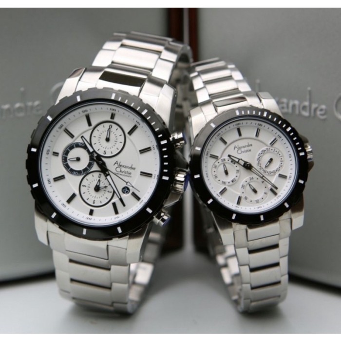 JAM TANGAN ALEXANDRE CHRISTIE AC 6141 COUPLE - Silver Putih