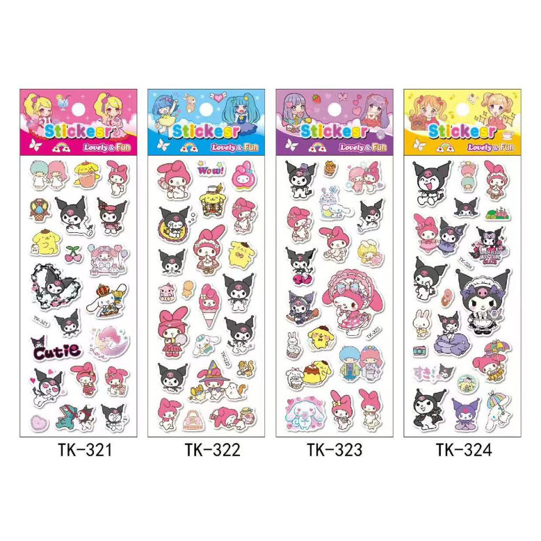 

J2 - 10 lbr Stiker 3D timbul sanrio kuromi melody stickers