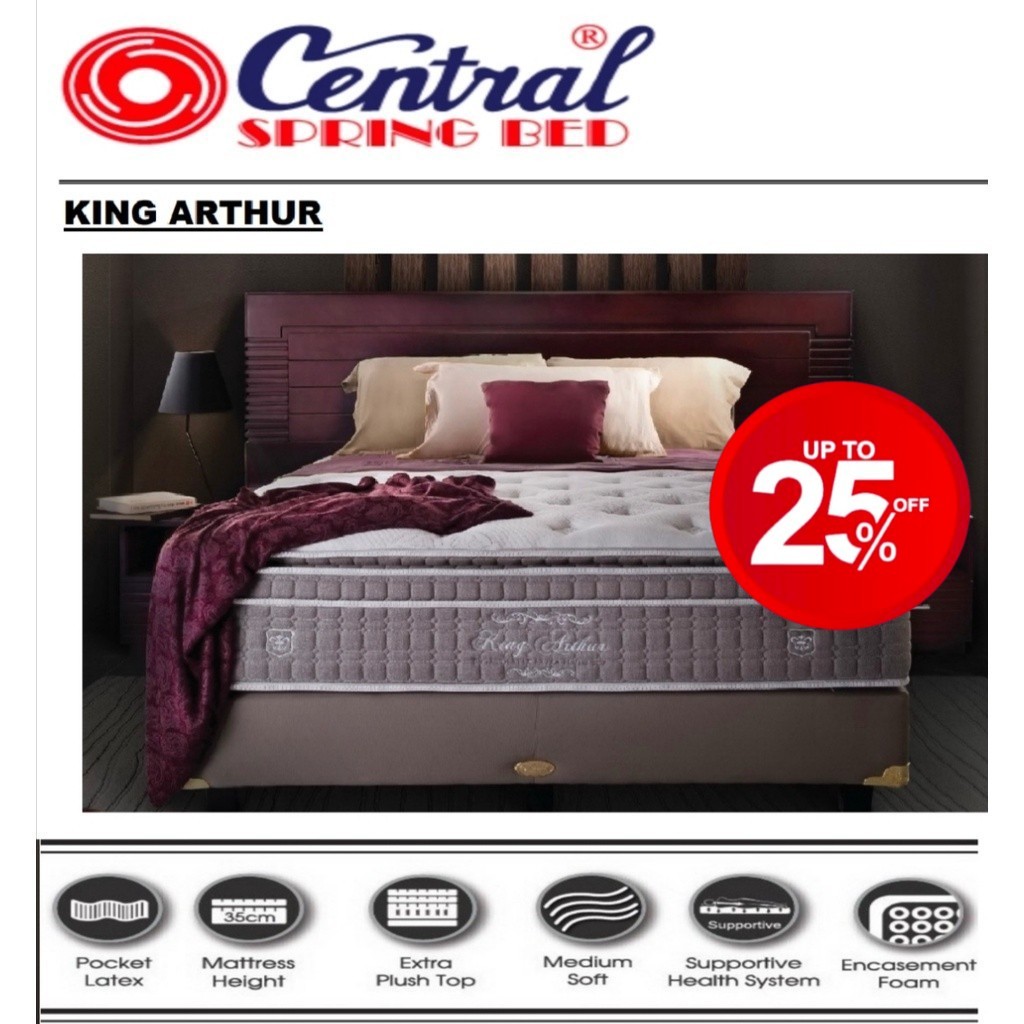 Springbed Central Bed Set King Arthur Spring Latex Plustop