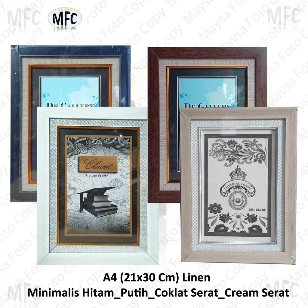 Bingkai/Frame/Pigura Foto (21x30) A4 linen Hitam_Putih_Coklat Serat