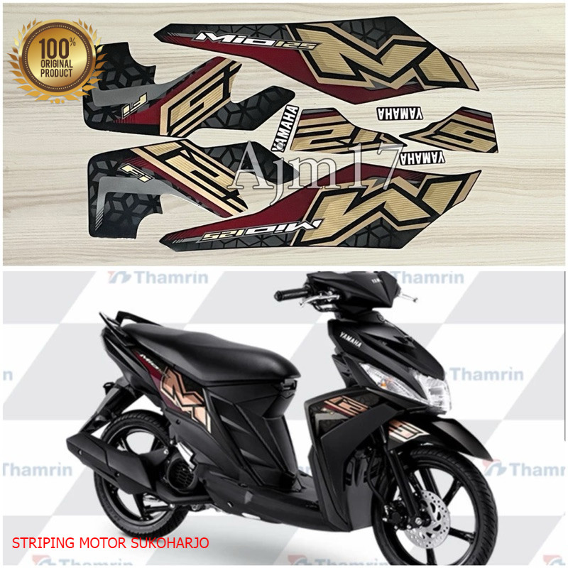 (ORI) STIKER STRIPING MOTOR MIO M3 125 TAHUN 2024 HITAM kualitas original