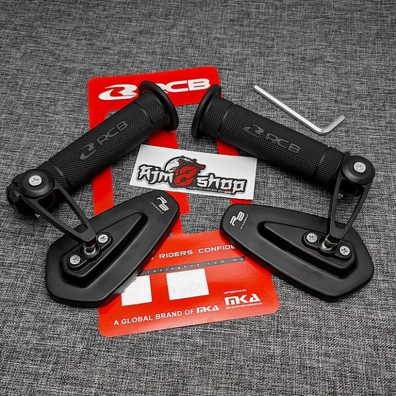 Paket Handgrip RCB HG55 Rcb Original + Spion Jalu Oval Bar End VND Universal Motor Bisa Untuk Semua 