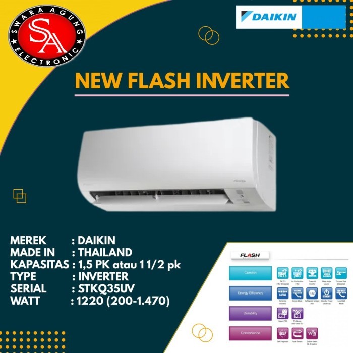 Ac Split 1.5PK Daikin Inverter Type STKQ35UV (Free Pasang&Bahan) Medan