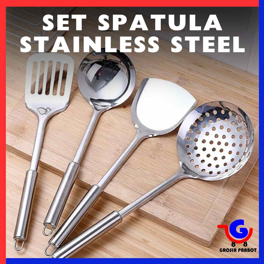 GPM Spatula Sutil Set 4 in 1 Alat Masak Lengkap Stainless Steel Anti Karat Steinless Isi 4 Kitchen T
