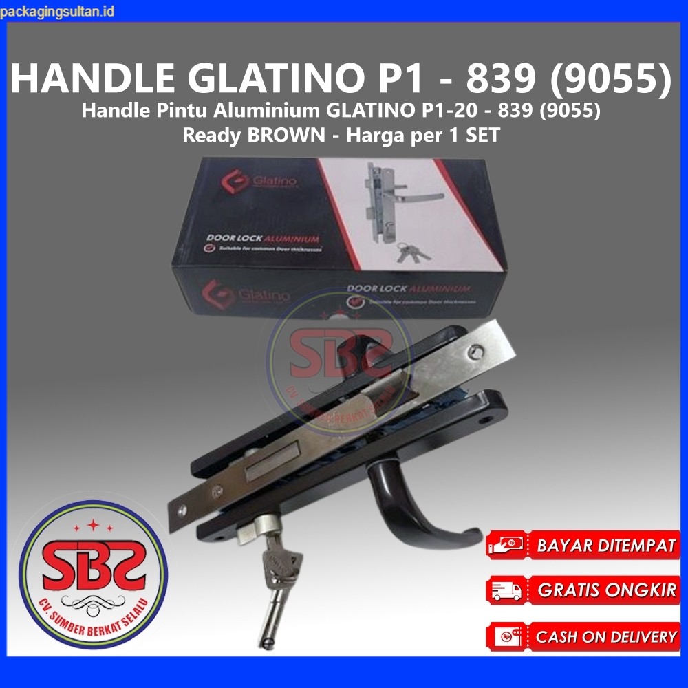 GLATINO Kunci Pintu Aluminium Handle P1 839 9055 Handle 9055 GLATINO P1 Kunci Set Handle Pintu
