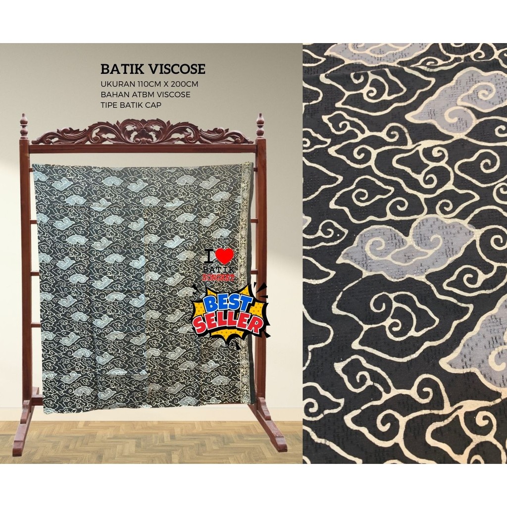 VISCOS PASTEL PARANG MOTIF 25 BAHAN KAIN BATIK VISCOSE VISKOS ATBM MEGA MENDUNG CIREBON ABU PUTIH SI