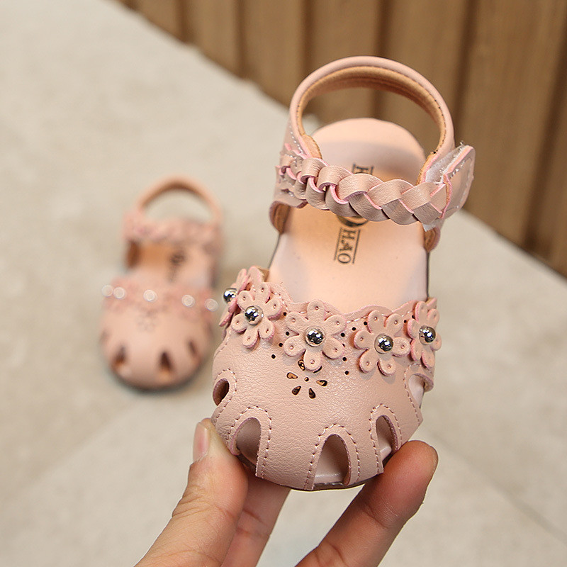 Summer Baby Sandals Girls Soft Bottom Sweet Children Shoes White Pink Little Kids Anti Kick Beach Sa