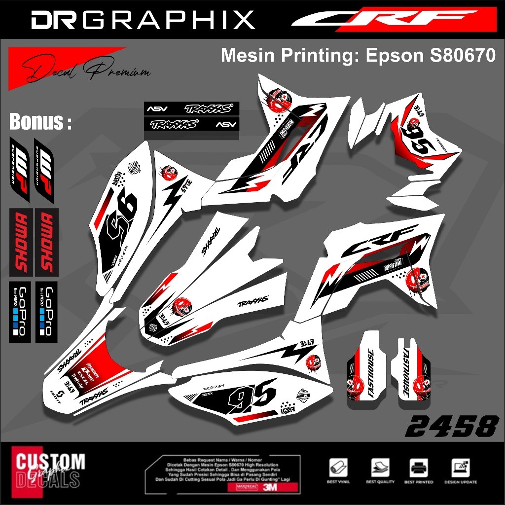 PREMIUM DECAL STIKER HONDA CRF 150L CRF 250 FULL BODY COSTUM DESAIN TERBARU kode CRF-13