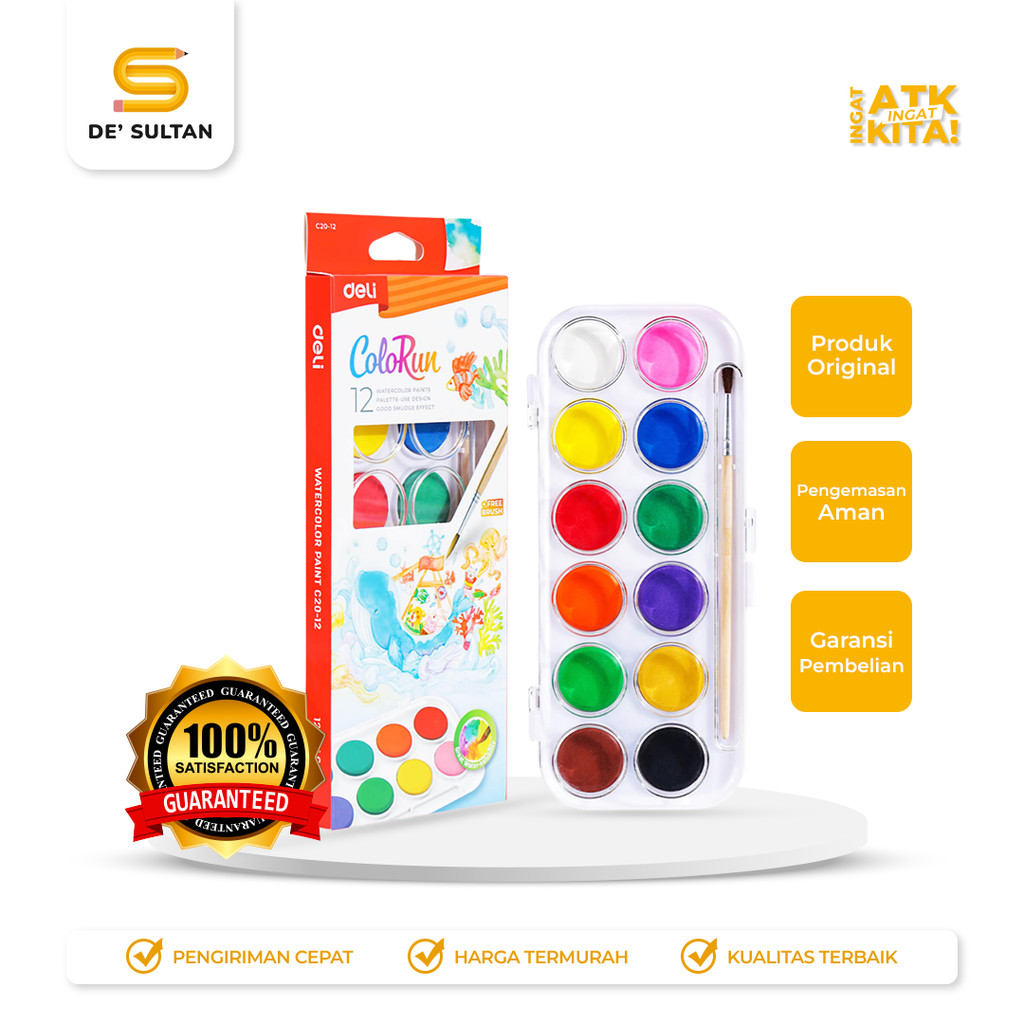 

DELI CAT AIR PADAT/ WATERCOLOR PAINTS 12 C20-12 (1SET)