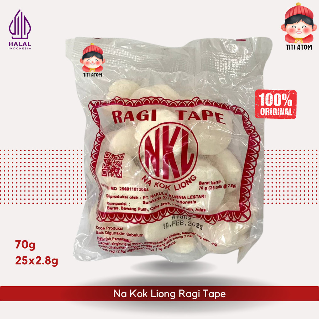 

Na Kok Liong Ragi Tape Fermentasi Ketan Tape 70g 25 Butir x 2.8g