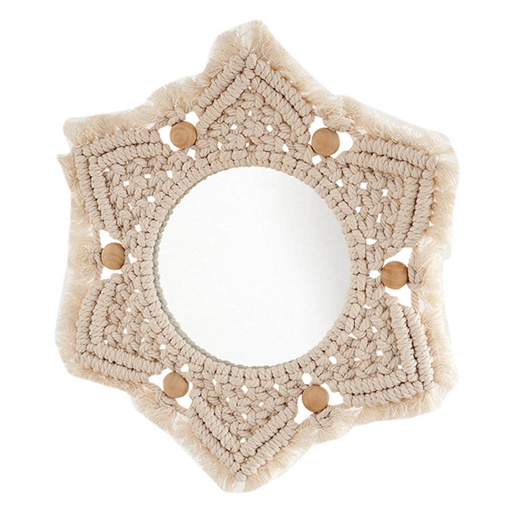 Macrame Mirror Wall Hanging Handmade Wall Mirrors Decorative Hanging Mirror For Wall Modern Bohemian
