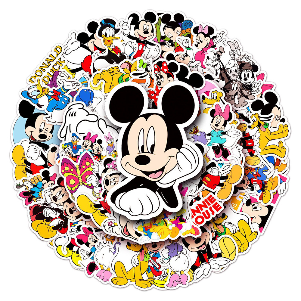 

10/30/50pcs Cute Cartoon Disney Mickey Mouse Stickers Kawaii Donald Duck Minnie Cartoon Graffiti Sticker DIY Diray Kid Toy Decal