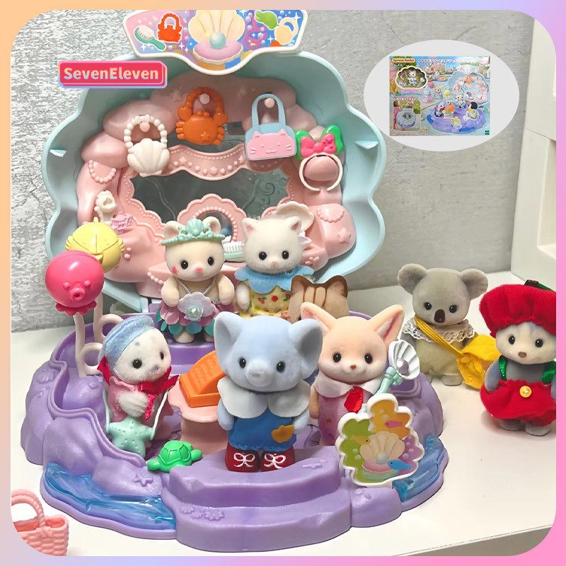 Original Sylvanian Families Seabed Paradise Mermaid Shell Shop Dream Box Toy Figure Ternurines Sylva