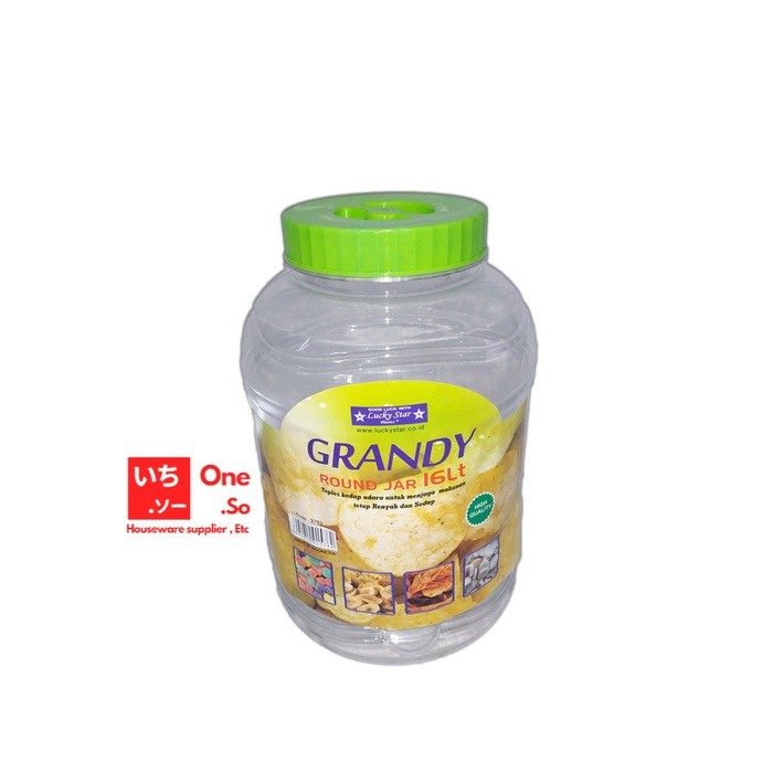 TOPLES PLASTIK KRUPUK LUCKY STAR / GRANDY ROUND JAR 16 L - LUCKY STAR